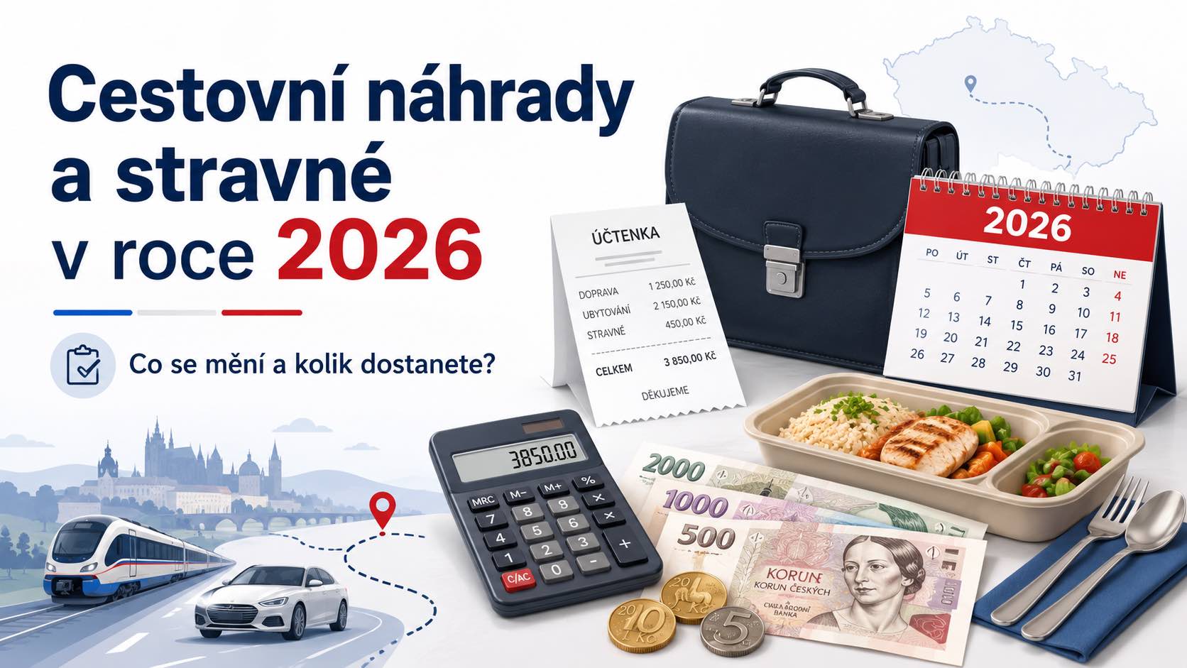 Cestovní náhrady a stravné v roce 2026: Co se mění a kolik dostanete?