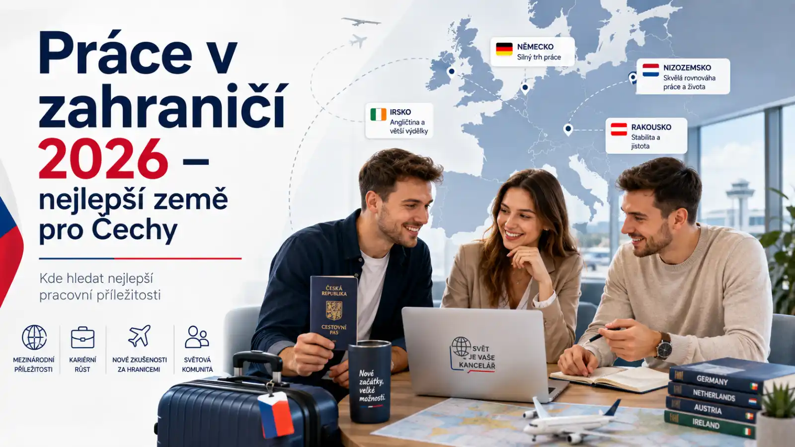 Práce v zahraničí 2026 – nejlepší země pro Čechy